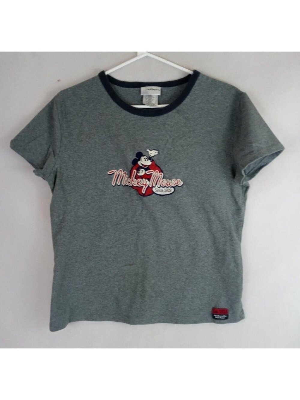 Walt Disney World Embroidered Mickey Mouse Since 1928 Gray T-Shirt Size Large